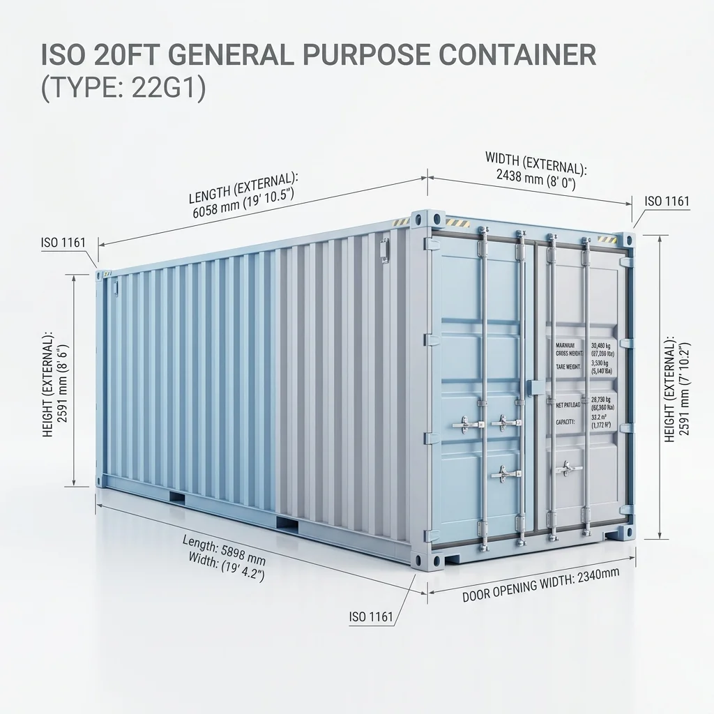 20' General Purpose Container Technical Blueprint