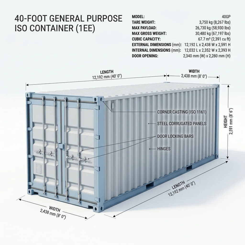 40' General Purpose Container Technical Blueprint