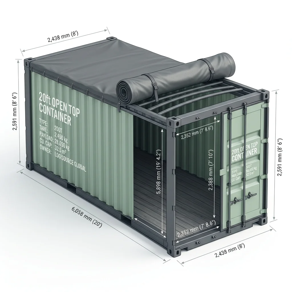 20' Open Top Container Blueprint