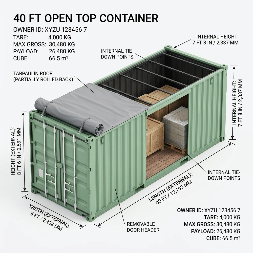 40' Open Top Container Blueprint