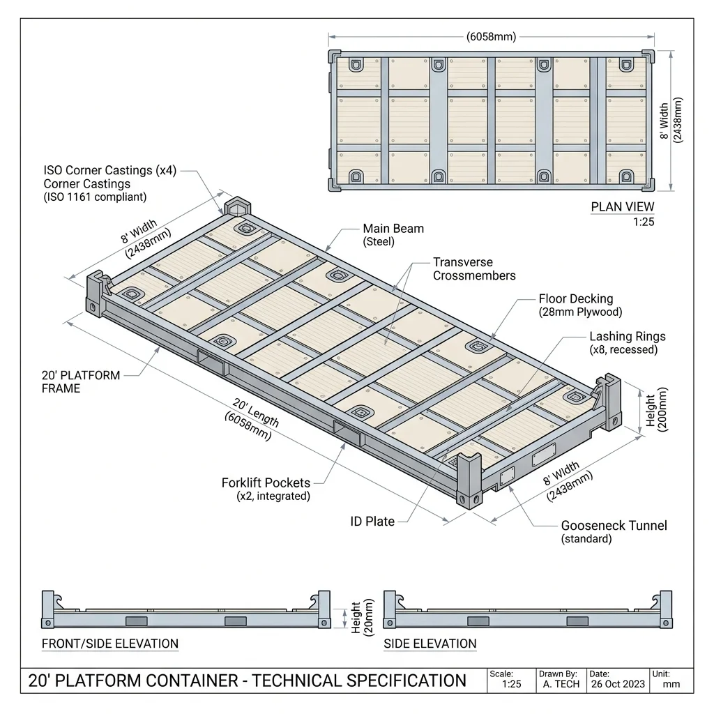 20' Platform (Collapsed Flatrack) Blueprint