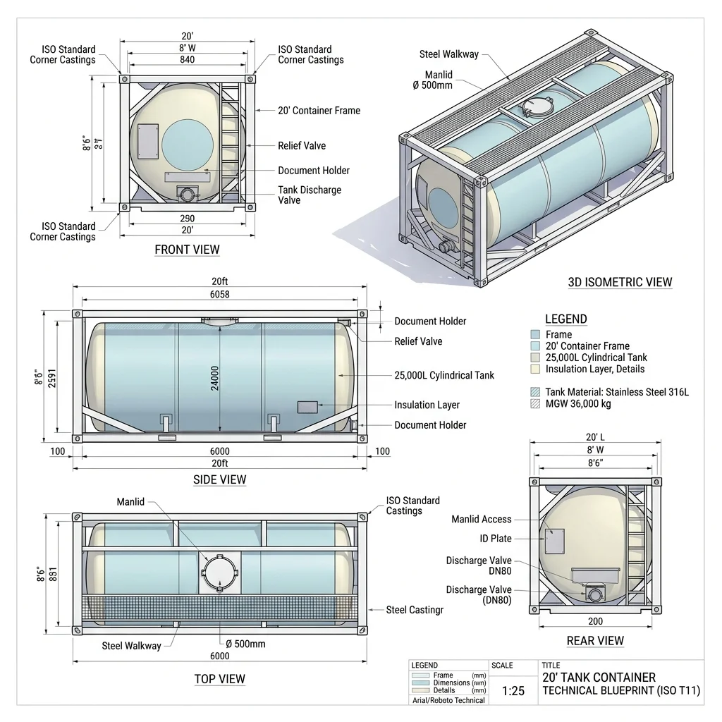 20' Tank Container Blueprint